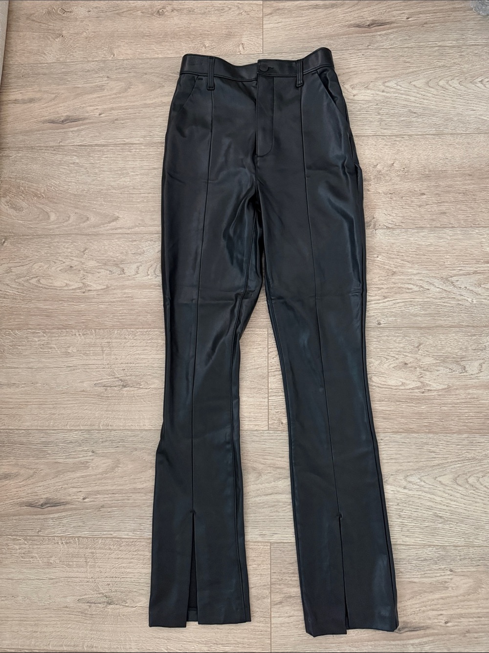 Abercrombie & Fitch Black Faux Leather Flare Jeans